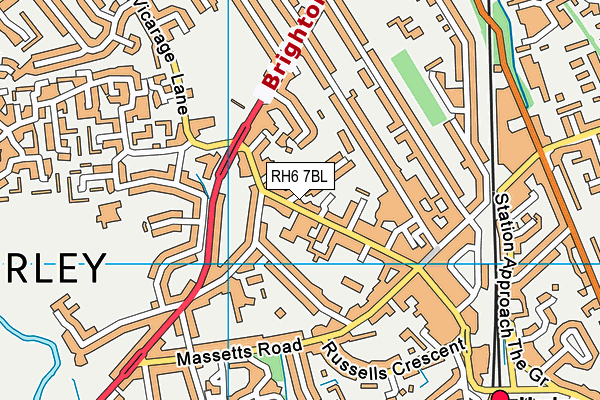 RH6 7BL map - OS VectorMap District (Ordnance Survey)