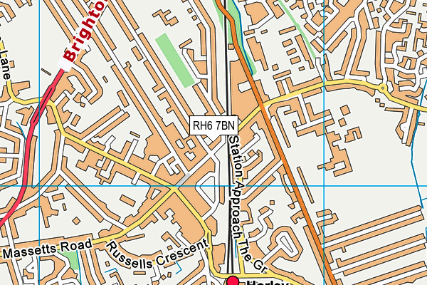 RH6 7BN map - OS VectorMap District (Ordnance Survey)