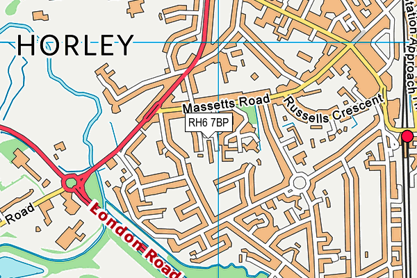 RH6 7BP map - OS VectorMap District (Ordnance Survey)