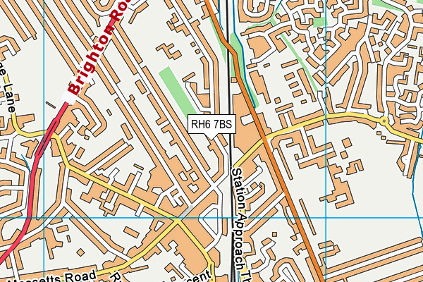 RH6 7BS map - OS VectorMap District (Ordnance Survey)