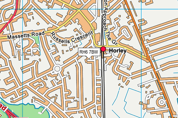 RH6 7BW map - OS VectorMap District (Ordnance Survey)