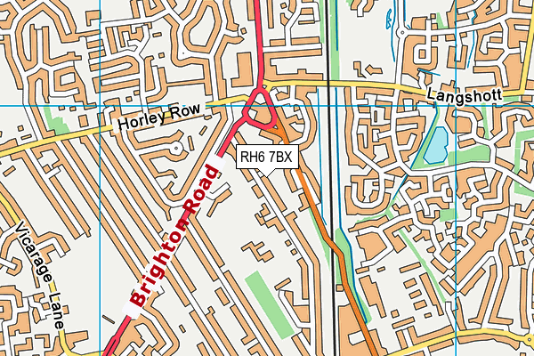 RH6 7BX map - OS VectorMap District (Ordnance Survey)