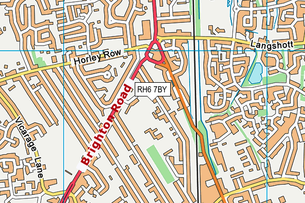 RH6 7BY map - OS VectorMap District (Ordnance Survey)