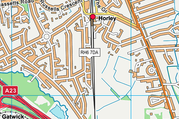 RH6 7DA map - OS VectorMap District (Ordnance Survey)