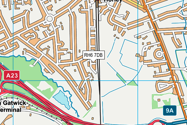 RH6 7DB map - OS VectorMap District (Ordnance Survey)