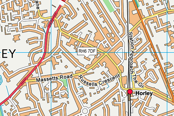 RH6 7DF map - OS VectorMap District (Ordnance Survey)