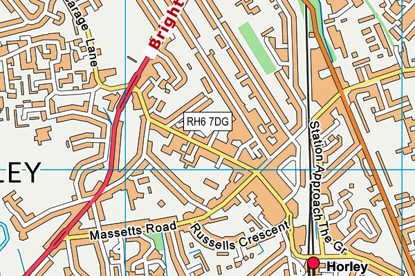 RH6 7DG map - OS VectorMap District (Ordnance Survey)