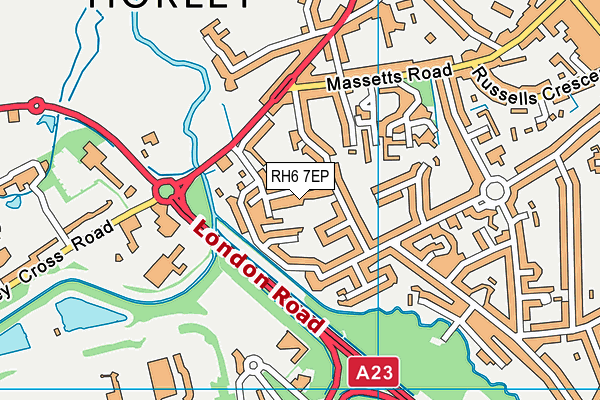 RH6 7EP map - OS VectorMap District (Ordnance Survey)