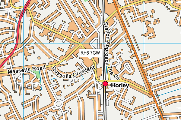 RH6 7GW map - OS VectorMap District (Ordnance Survey)