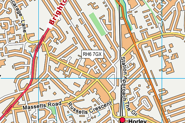 RH6 7GX map - OS VectorMap District (Ordnance Survey)