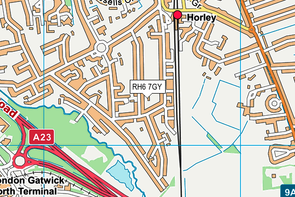 RH6 7GY map - OS VectorMap District (Ordnance Survey)