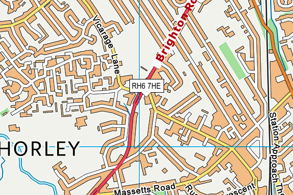 RH6 7HE map - OS VectorMap District (Ordnance Survey)