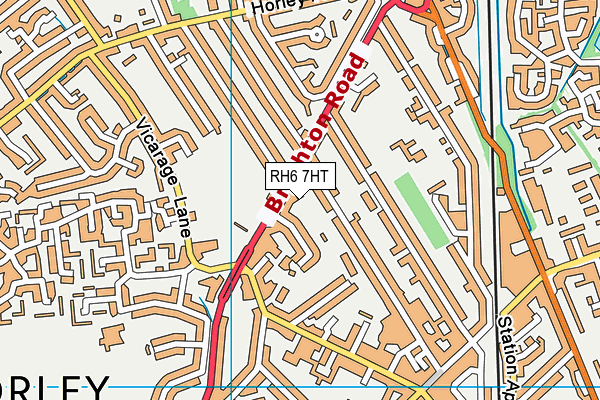 RH6 7HT map - OS VectorMap District (Ordnance Survey)