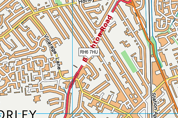 RH6 7HU map - OS VectorMap District (Ordnance Survey)