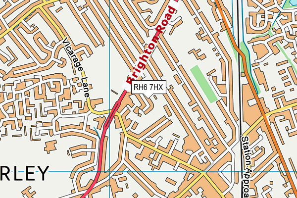 RH6 7HX map - OS VectorMap District (Ordnance Survey)