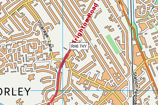 RH6 7HY map - OS VectorMap District (Ordnance Survey)