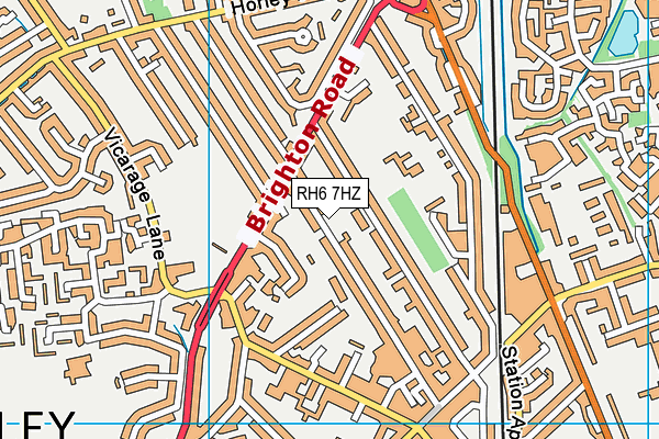 RH6 7HZ map - OS VectorMap District (Ordnance Survey)