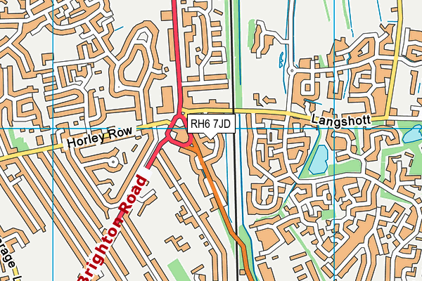 RH6 7JD map - OS VectorMap District (Ordnance Survey)