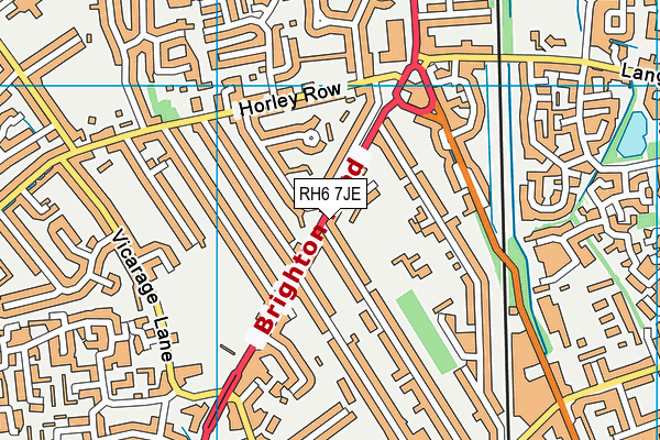 RH6 7JE map - OS VectorMap District (Ordnance Survey)