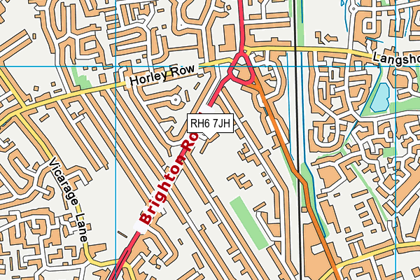 RH6 7JH map - OS VectorMap District (Ordnance Survey)