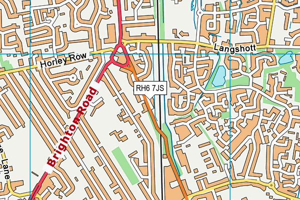 RH6 7JS map - OS VectorMap District (Ordnance Survey)