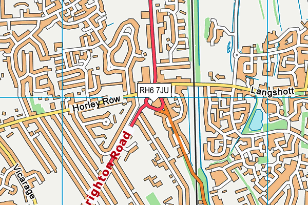 RH6 7JU map - OS VectorMap District (Ordnance Survey)