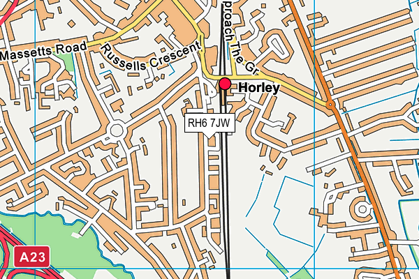 RH6 7JW map - OS VectorMap District (Ordnance Survey)