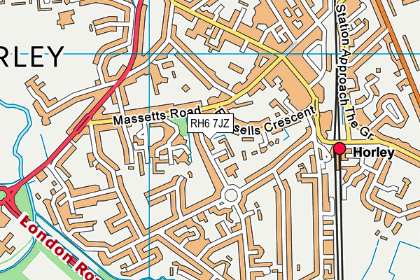 RH6 7JZ map - OS VectorMap District (Ordnance Survey)