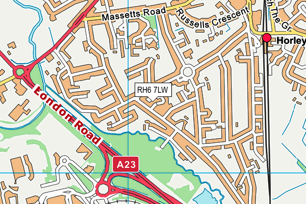 RH6 7LW map - OS VectorMap District (Ordnance Survey)