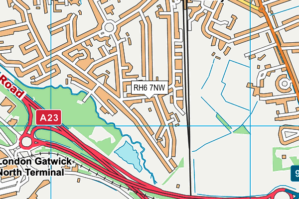 RH6 7NW map - OS VectorMap District (Ordnance Survey)