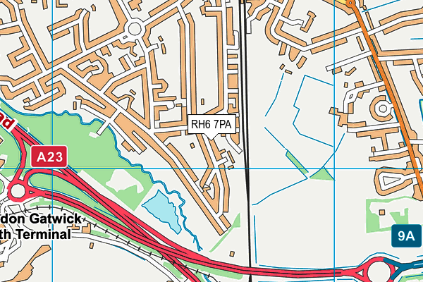 RH6 7PA map - OS VectorMap District (Ordnance Survey)