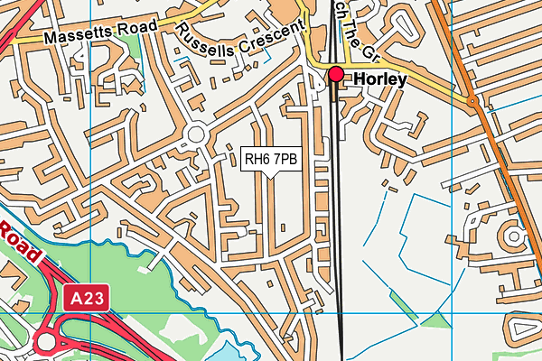 RH6 7PB map - OS VectorMap District (Ordnance Survey)