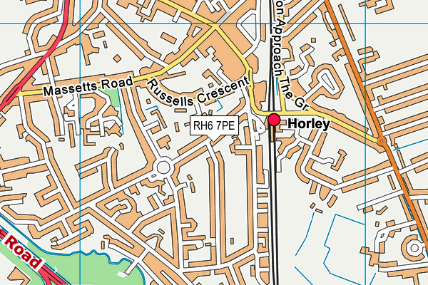 RH6 7PE map - OS VectorMap District (Ordnance Survey)