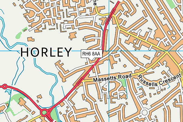 RH6 8AA map - OS VectorMap District (Ordnance Survey)