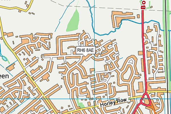 RH6 8AE map - OS VectorMap District (Ordnance Survey)