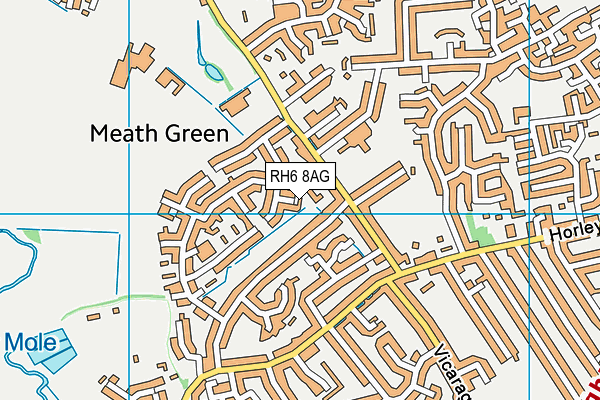 RH6 8AG map - OS VectorMap District (Ordnance Survey)