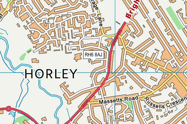 RH6 8AJ map - OS VectorMap District (Ordnance Survey)