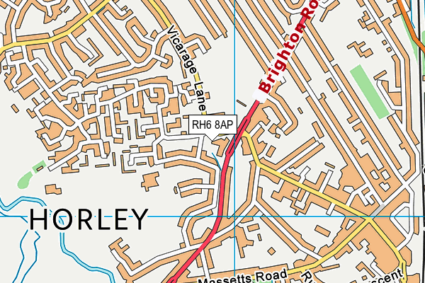 RH6 8AP map - OS VectorMap District (Ordnance Survey)