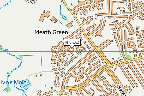 RH6 8AQ map - OS VectorMap District (Ordnance Survey)