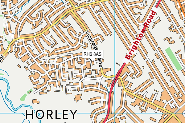 RH6 8AS map - OS VectorMap District (Ordnance Survey)