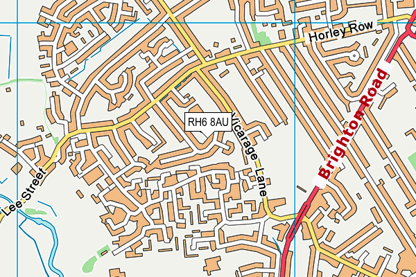 RH6 8AU map - OS VectorMap District (Ordnance Survey)