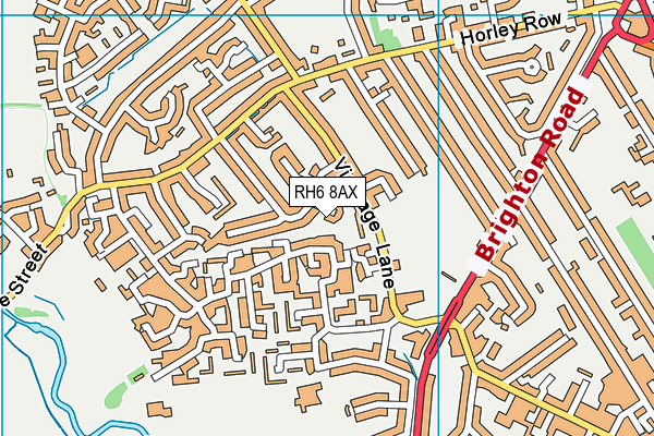 RH6 8AX map - OS VectorMap District (Ordnance Survey)