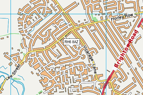 RH6 8AZ map - OS VectorMap District (Ordnance Survey)