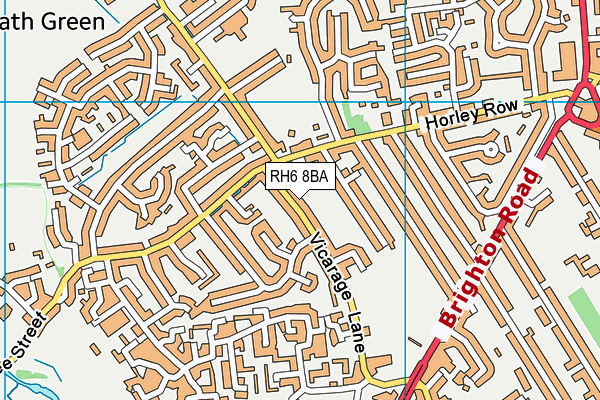 RH6 8BA map - OS VectorMap District (Ordnance Survey)