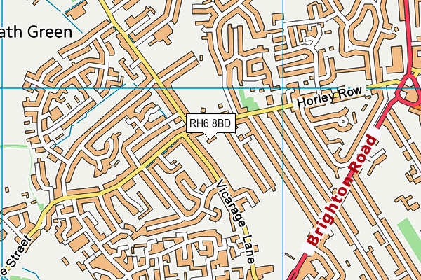 RH6 8BD map - OS VectorMap District (Ordnance Survey)