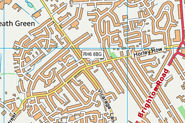 RH6 8BG map - OS VectorMap District (Ordnance Survey)