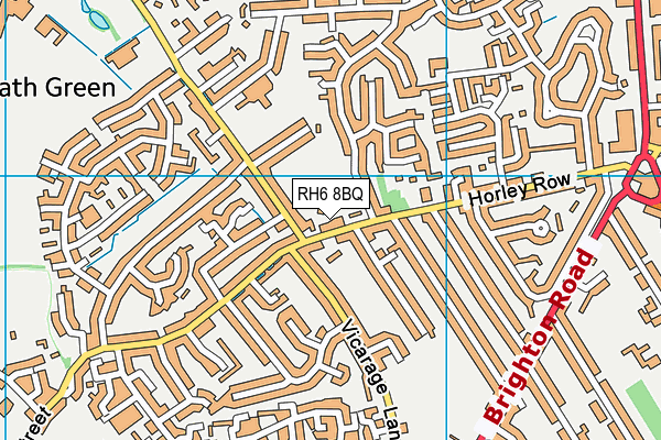 RH6 8BQ map - OS VectorMap District (Ordnance Survey)