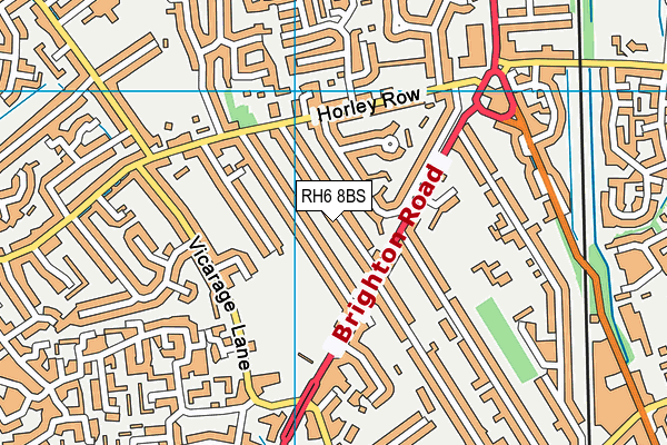 RH6 8BS map - OS VectorMap District (Ordnance Survey)