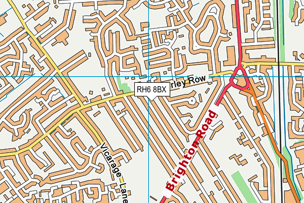 RH6 8BX map - OS VectorMap District (Ordnance Survey)