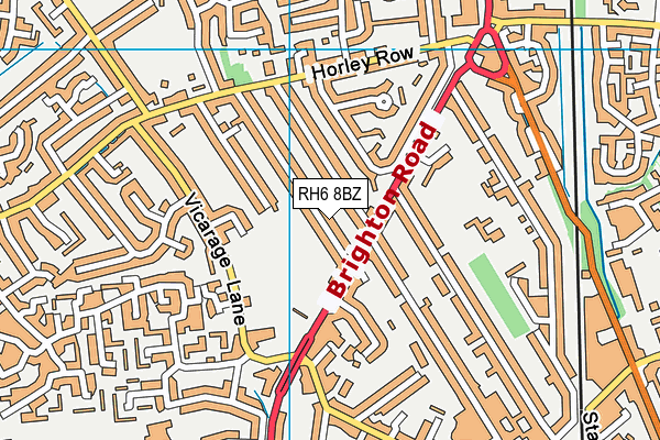 RH6 8BZ map - OS VectorMap District (Ordnance Survey)